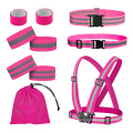 Full Set High Visibility Reflective Safety Vest Elastic Adjustable Bands Set Running Sash Sport Gear Pack Custom Logo